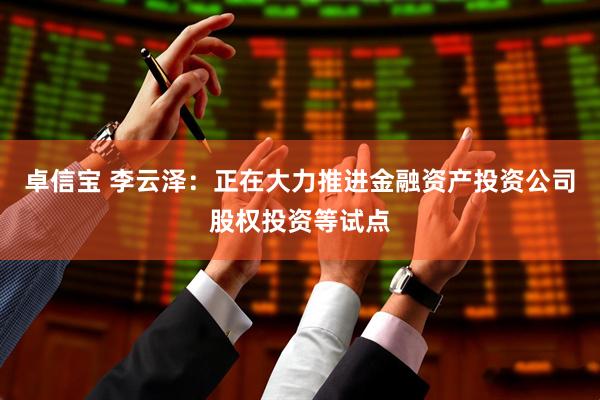 卓信宝 李云泽：正在大力推进金融资产投资公司股权投资等试点