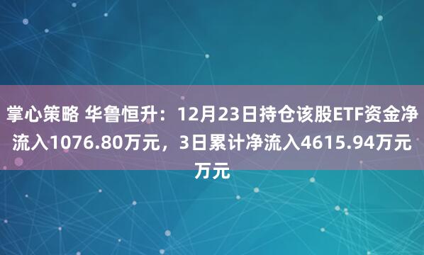 掌心策略 华鲁恒升：12月23日持仓该股ETF资金净流入1076.80万元，3日累计净流入4615.94万元
